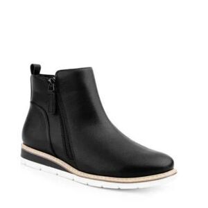 Me Too Women's Black Wedge Ankle Boots Vegan Leather Zip Booties Size 7.5